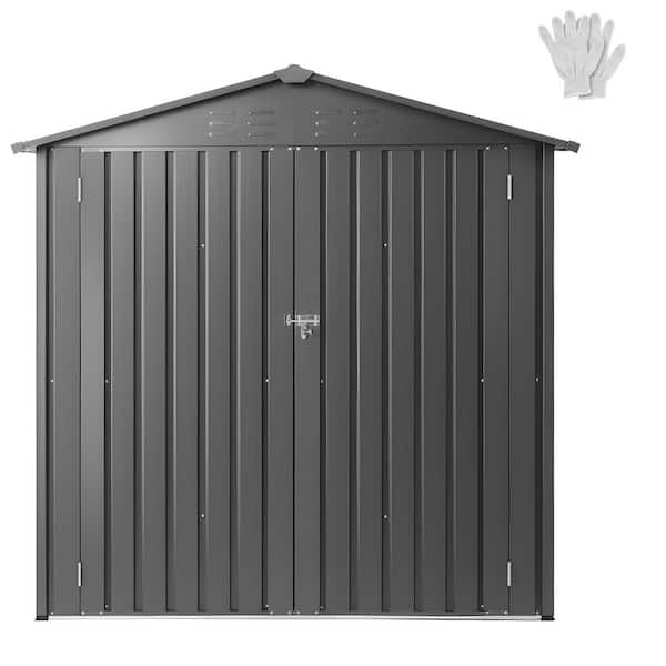 Metal Garden Shed, Outdoor Storage Shed with Lockable Door, 620 Gal. 6 x 4 ft. Gray Steel Deck Box 2025 update