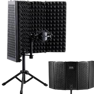 Microphone Isolation Shield 5-Panel Studio Recording Sound Shield with Pop Filter for Blue Yeti Condenser Microphones