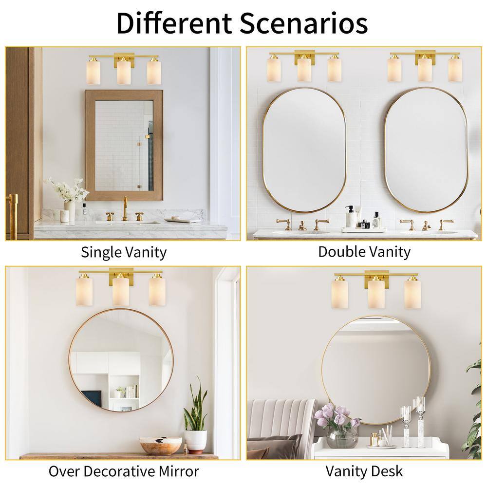 Gold Brass 3-Light Dimmable Outdoor Vanity Light