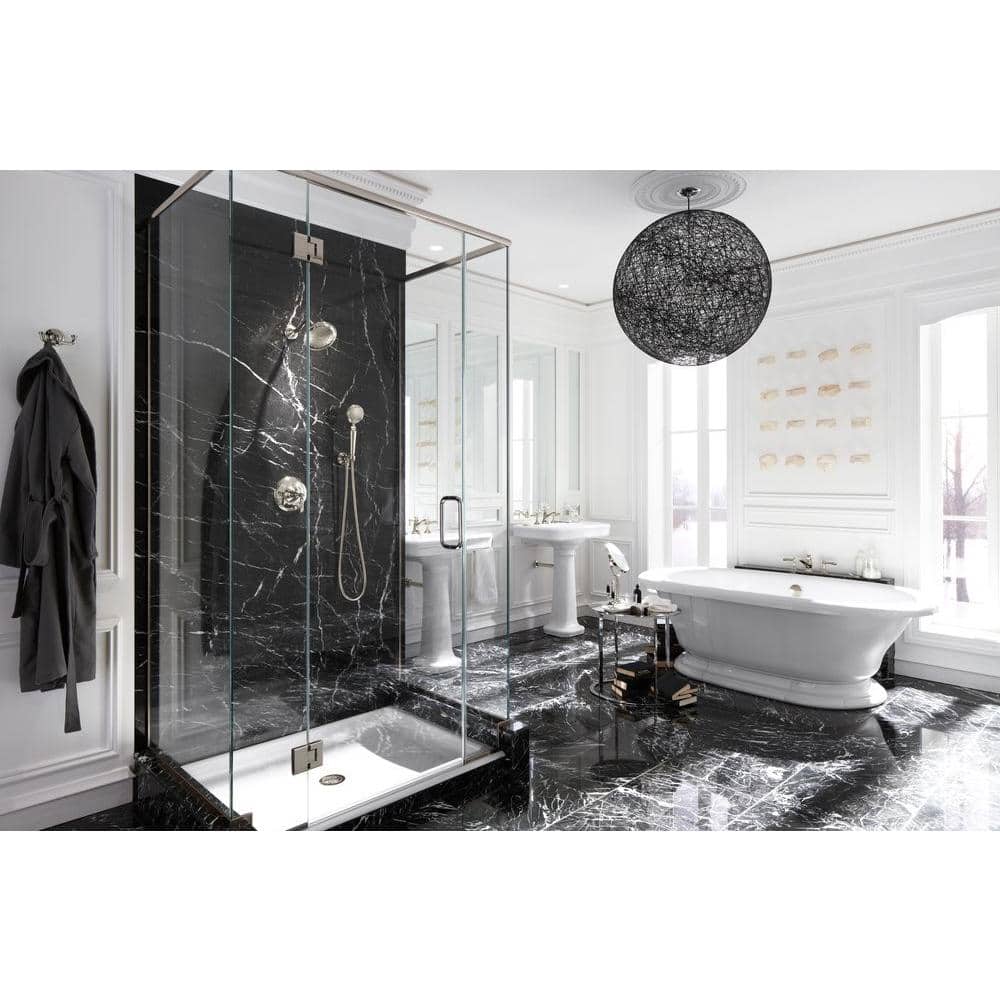 Polished Chrome Double Handle Bath Lever Trim
