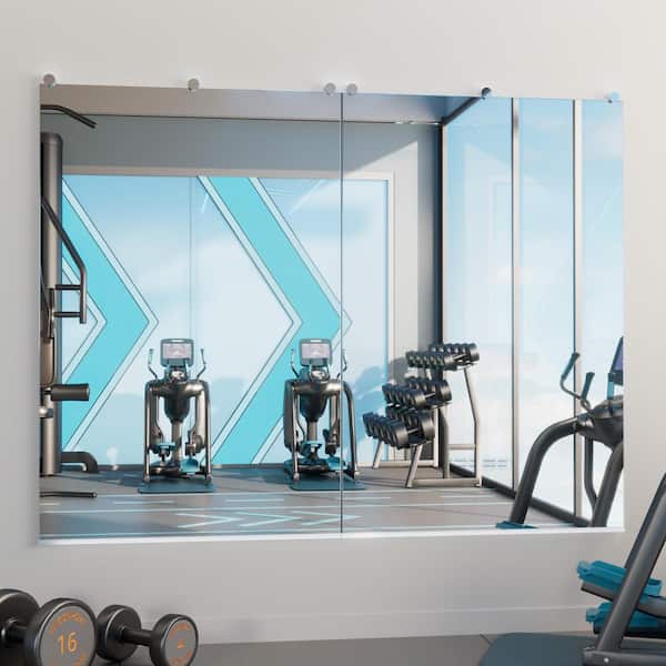 KeonJinn 32 in. W x 48 in. H Rectangular Frameless Wall Mirror Gym Mirror Dance Mirror, Set of 2