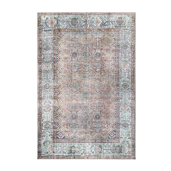 SUPERIOR Etta Mossy Gold 7 ft. 6 in. x 9 ft. 6 in. Vintage Traditional Oriental Medallion Indoor Flatweave Polyester Area Rug