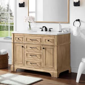 Melpark 48 in. W x 22 in. D x 34.5 in. H Single Sink Bath Vanity in Antique Oak with White Cultured Marble Top