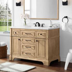 Melpark 48 in. W x 22 in. D Bath Vanity in Antique Oak with Cultured Marble Vanity Top in White with White Basin