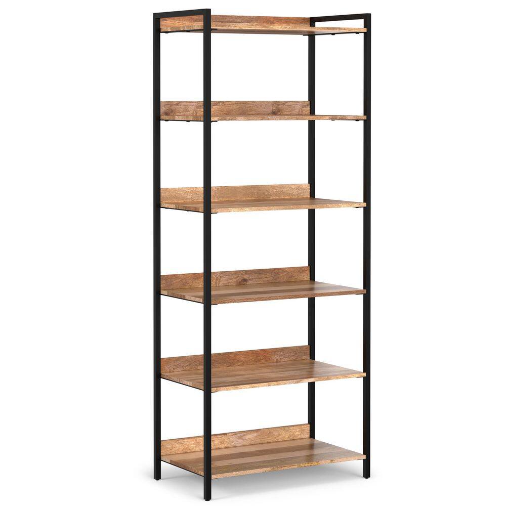 Simpli Home Kelsey 74 in. H Natural SOLID MANGO WOOD 1Shelf Large