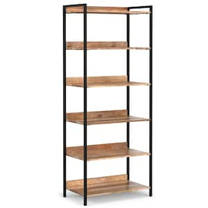 Kelsey 74 in. H Natural SOLID MANGO WOOD 1-Shelf Large Bookshelf