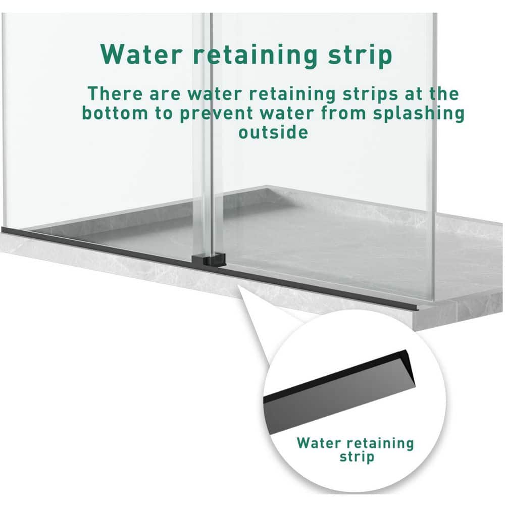 60" Matte Black Aluminum Framed Double Sliding Shower Door