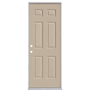 30 in. x 80 in. 6-Panel Right-Hand Inswing Painted Steel Prehung Front Exterior Door No Brickmold