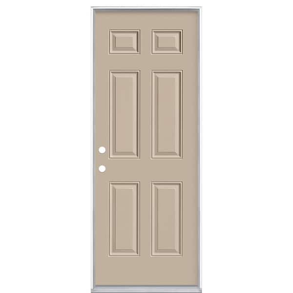 Masonite 30 in. x 80 in. 6-Panel Right-Hand Inswing Painted Steel Prehung Front Exterior Door No Brickmold