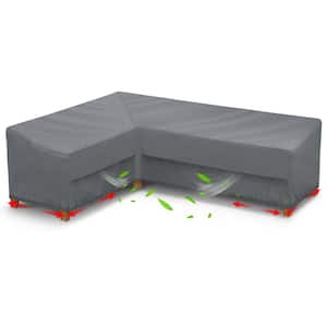 104 in. L x 83 in. L x 32 in. D x 31 in. H Gray Thickened Heavy-Duty Patio L-Shaped Sectional Sofa Cover
