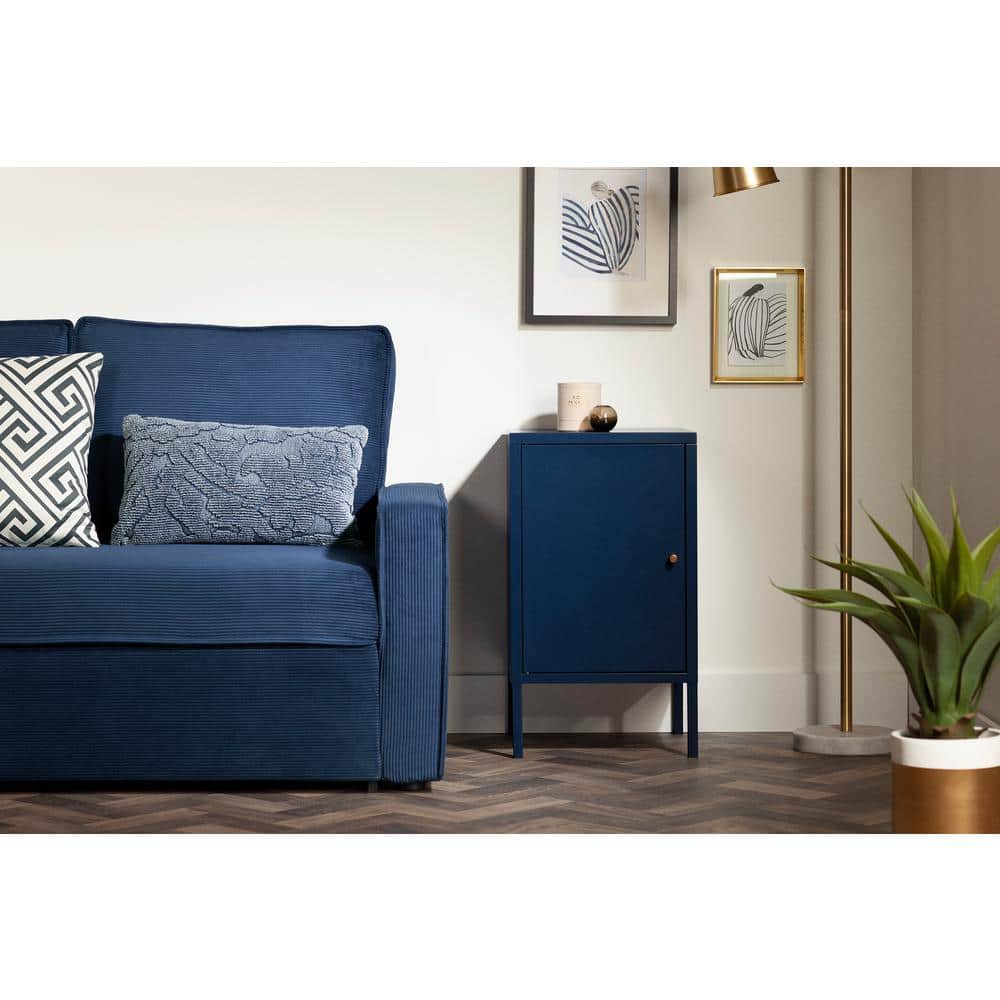 Dark Blue Metal Rectangular End Table with Storage
