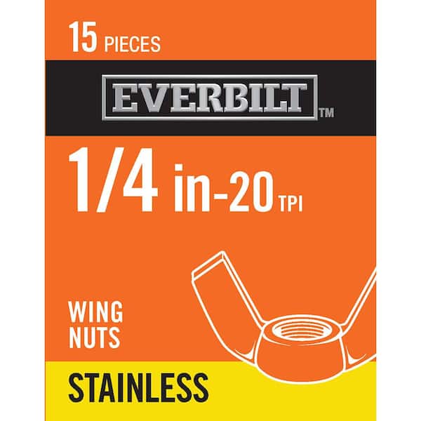 Everbilt 1/4 in. -20 Stainless Wing Nuts (15-Pack)