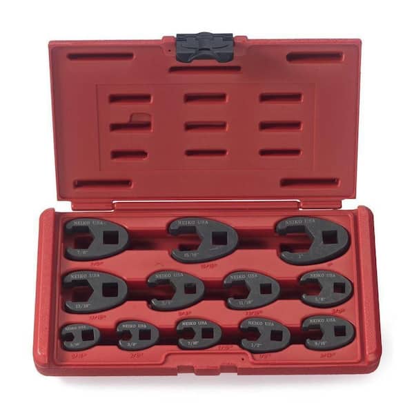1/2 in. and 3/8 in. Drive Crowfoot Wrench Set, 12 Piece, SAE 5/16 in. to 1 in. (12-Piece)