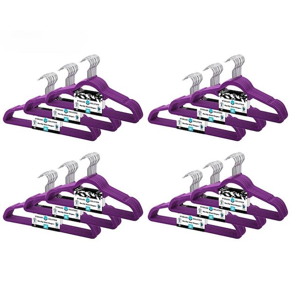 Velvet Non-Slip Purple Hangers (120-Pack)