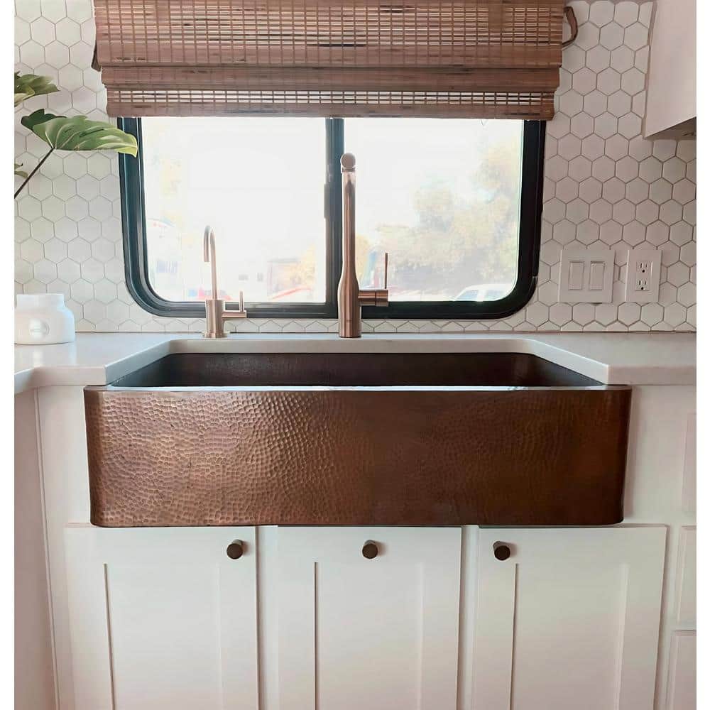 Adams Copper 36" Single Bowl Farmhouse Apron Front Sink