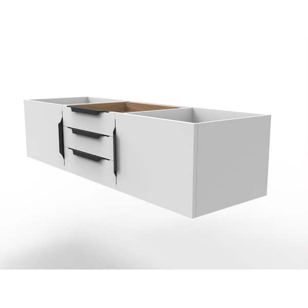 Alpine 59.5 in. W x 18.75 in. D x 14.25 in. H Bath Vanity Cabinet without Top in Matte White with Black Trim