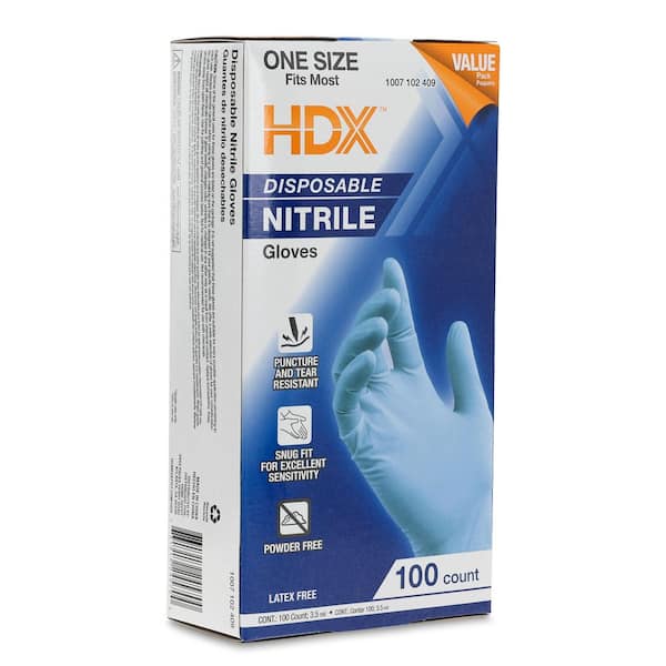 Blue 3.5 mil Disposable Nitrile 1-Size Fits Most (100-Count)