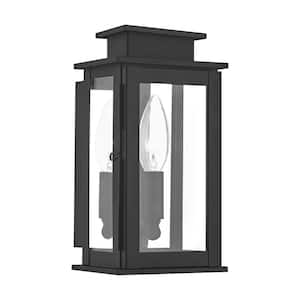 Stickland 9 in. 1-Light Black Outdoor Hardwired Wall Lantern Sconce with No Bulbs Included