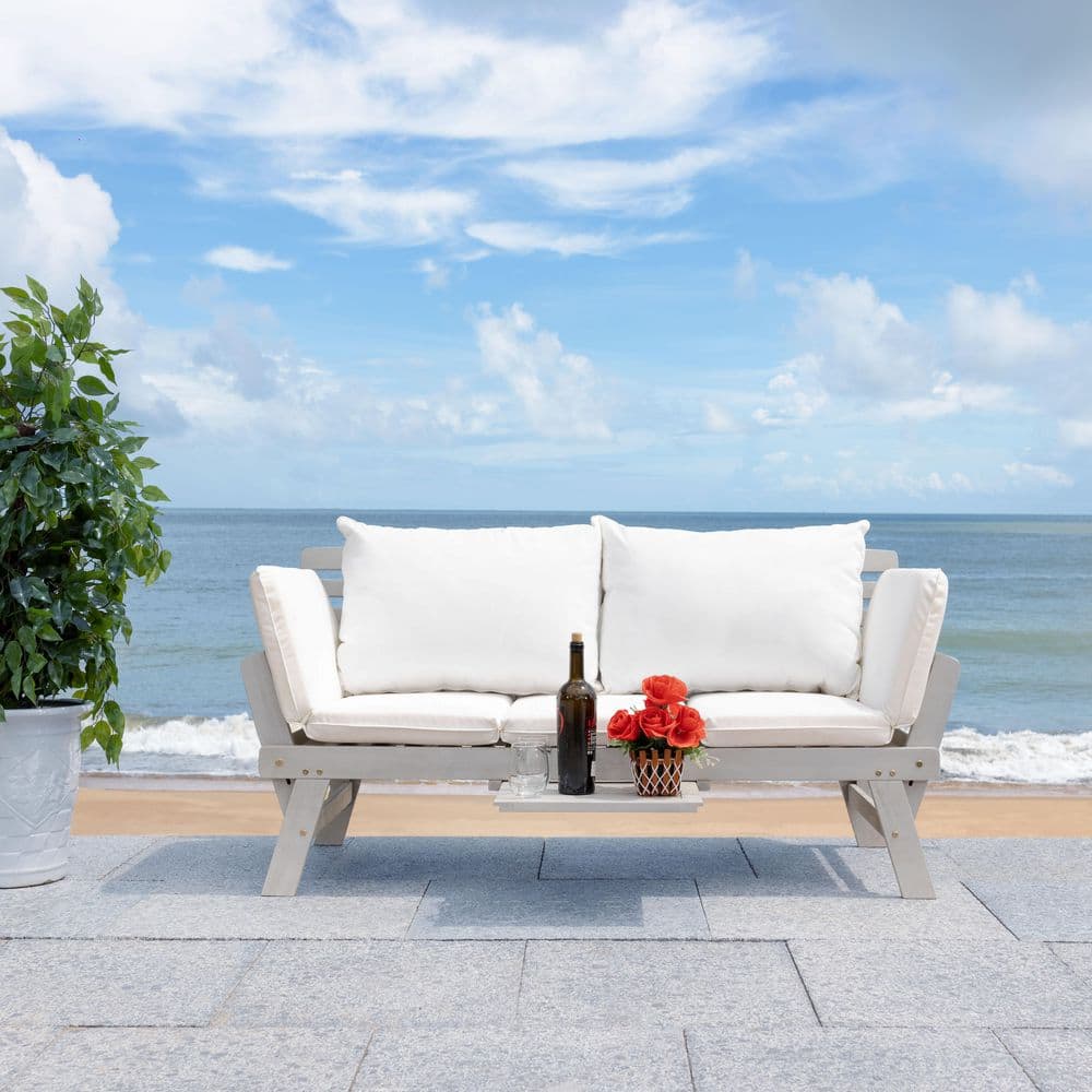 Emely Wood Outdoor Day Bed with Beige Cushions price history on PriceWatchPro