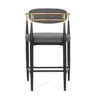 Noble House Boise 37.25 in. Charcoal and Black Low Back Wood and Metal Frame Counter Bar Stool (Set of 2) Extra Tall 109893