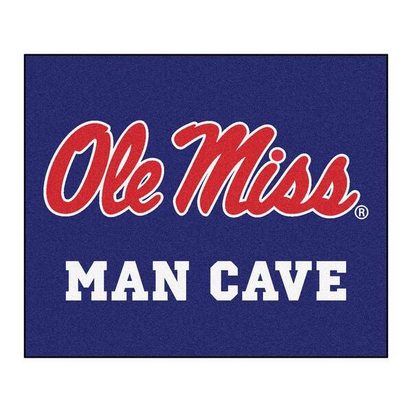 FANMATS University of Mississippi Ole Miss Blue Man Cave 5 ft. x 6 ft. Area Rug