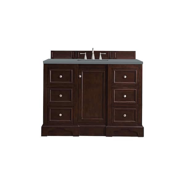 James Martin Vanities De Soto 48 in. W x 23.5 in. D x 36.3 in. H Bathroom Vanity in Burnished Mahogany with Cala Blue Quartz Top