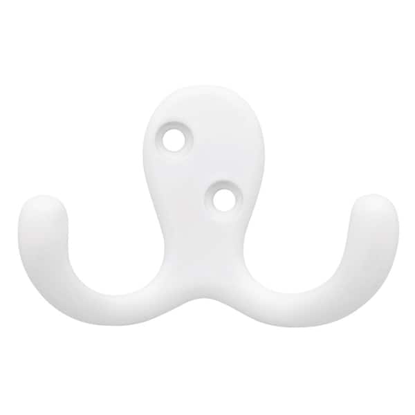Liberty 1-13/16 in. White Double Wall Hook (4-Pack)