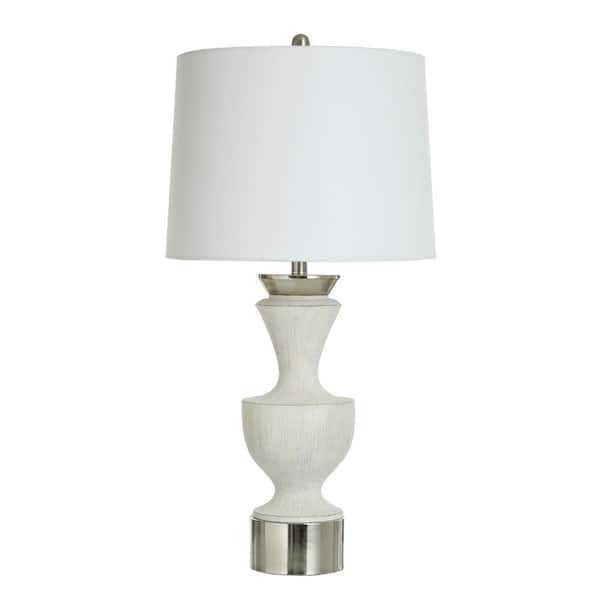 StyleCraft 33 in. White Table Lamp with White Linen Shade