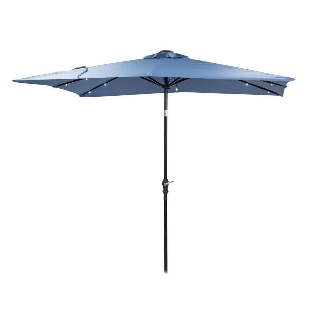 9 ft. x 7 ft. Rectangle Aluminum Solar Market Patio Umbrella in True Navy