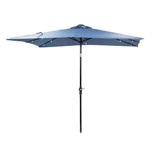 9 ft. x 7 ft. Rectangle Aluminum Solar Market Patio Umbrella in True Navy