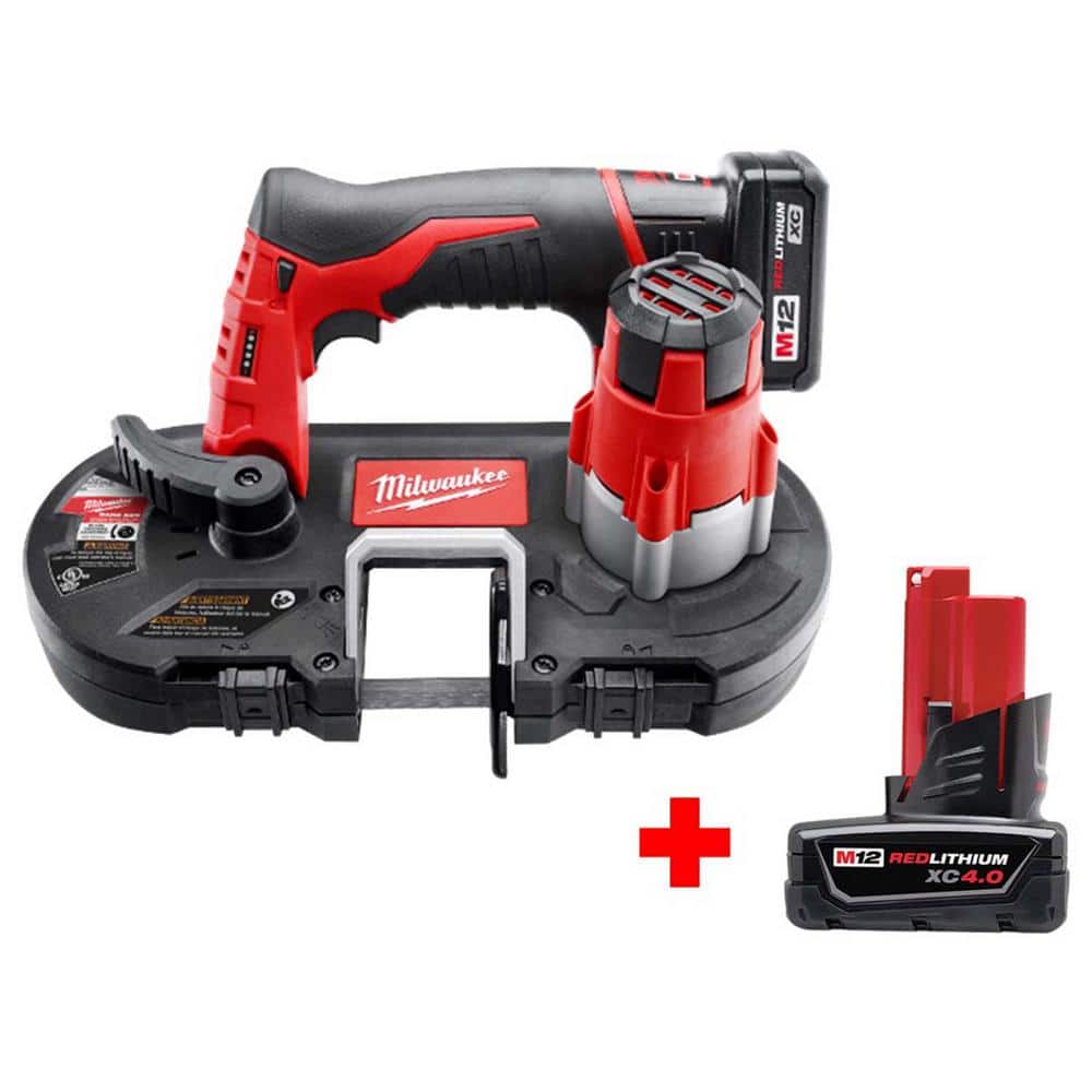 Milwaukee M12 12-Volt Lithium-Ion Cordless Sub-Compact Band Saw Kit with  Free M12 4.0Ah Extra Capacity Battery 2429-21XC-48-11-2440 The Home Depot