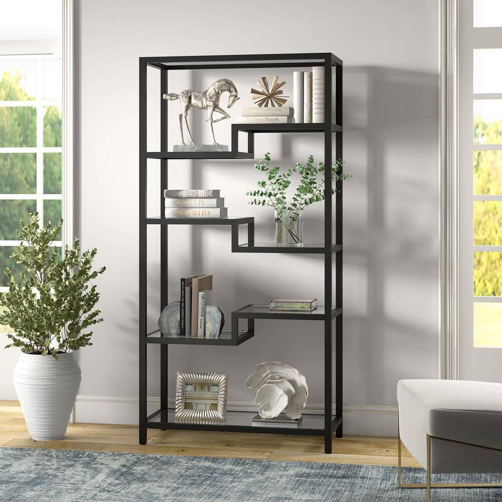 Johann 68" Blackened Bronze Geometric Metal Bookcase