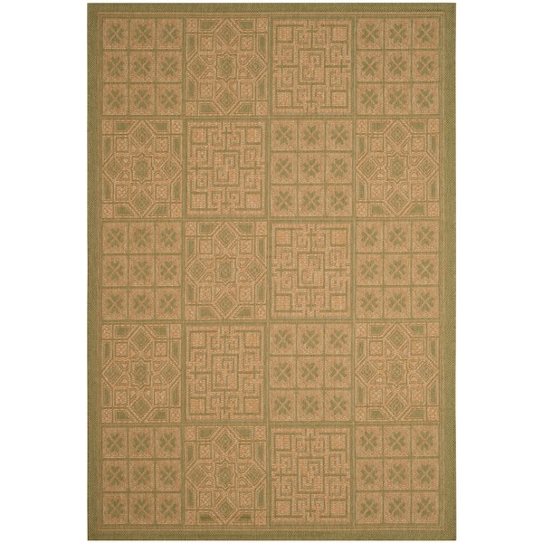 Safavieh Courtyard Green/Natural 5 ft. x 8 ft. Geometric Indoor/Outdoor Area Rug