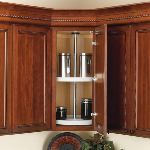 2-Shelf White 24 in. Lazy Susan Full Circle Polymer