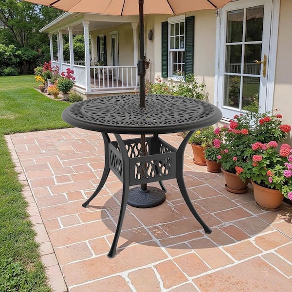 cast iron patio table with umbrella hole VINGLI 21