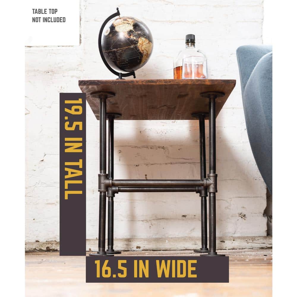 Black Heavy Duty Iron Pipe Table Leg Set for Coffee and End Tables