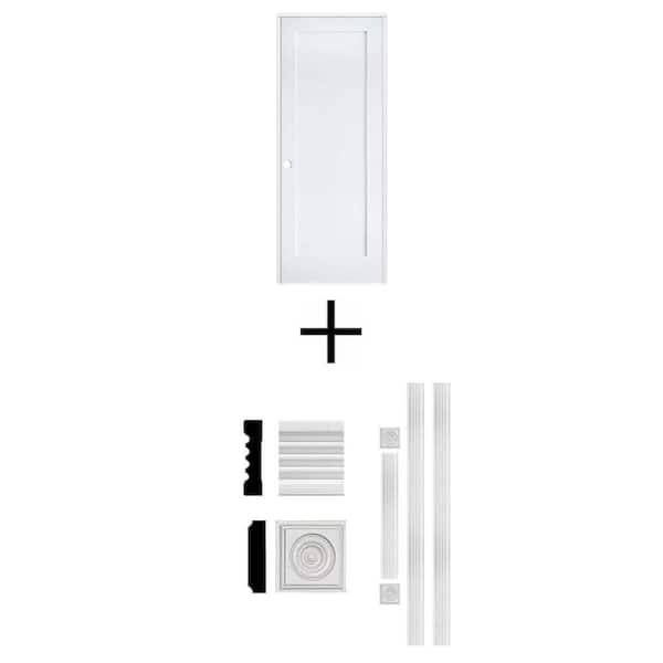 30 in. x 80 in. Shaker 1-Panel Interior Door and 3/4 in. x 3 in. x 8 ft. Fluted Door Casing Set
