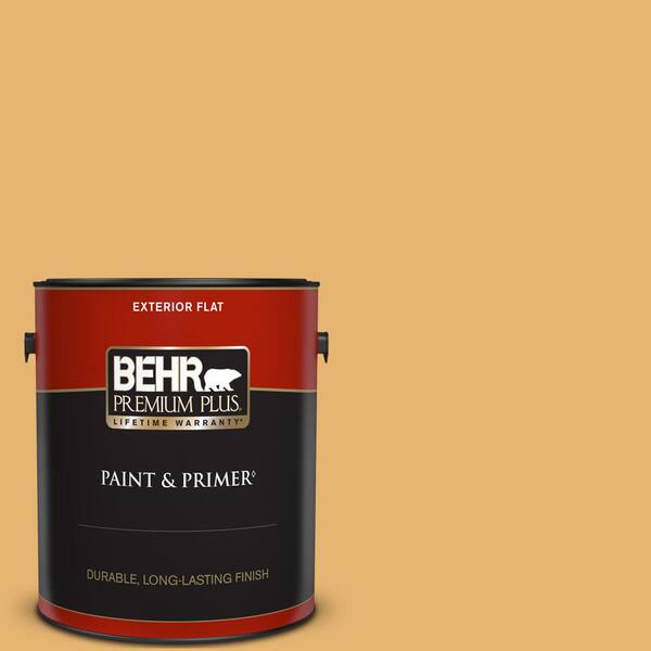 BEHR PREMIUM PLUS 1 gal. #PPU6-04 Pyramid Gold Flat Exterior Paint & Primer