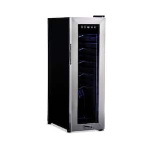 Shadow Series 12 in. Single Zone Temperature 12-Wine Bottles Beverage & Wine Cooler in Stainless Steel