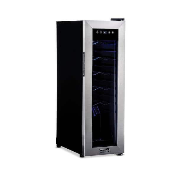 Shadow Series 12 in. Single Zone Temperature 12-Wine Bottles Beverage & Wine Cooler in Stainless Steel