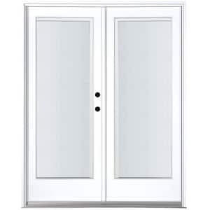 60 in. x 80 in. Fiberglass Smooth White Left-Hand Inswing Hinged Patio Door with Built in Blinds