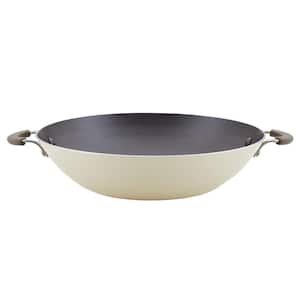Cook + Create 14 Inch Almond Aluminum Nonstick Wok with Side Handles