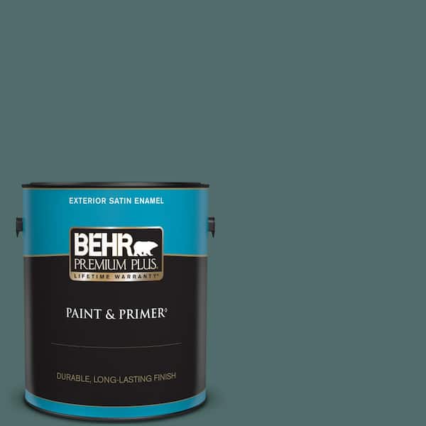 BEHR PREMIUM PLUS 1 gal. #PPU12-02 Sequoia Lake Satin Enamel Exterior Paint & Primer
