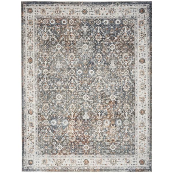 Nourison Astra Machine Washable Ivory Multicolor 7 ft. x 9 ft. Distressed Traditional Area Rug