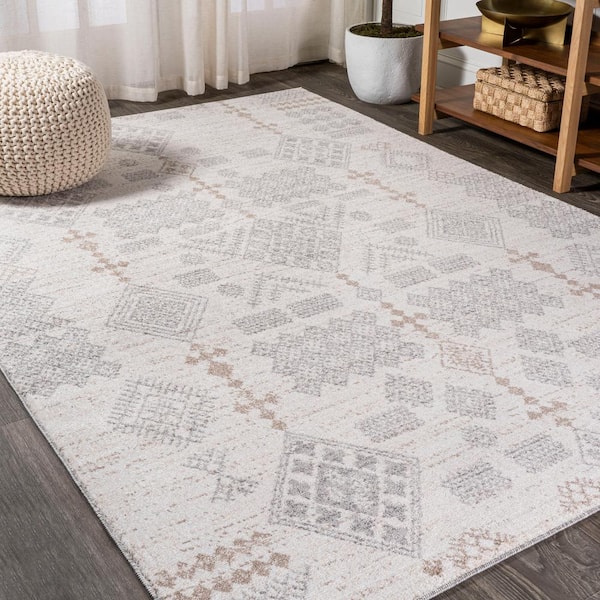 Bhalil Berber Diamond Geometric Beige/Gray 8 ft. x 10 ft. Area Rug