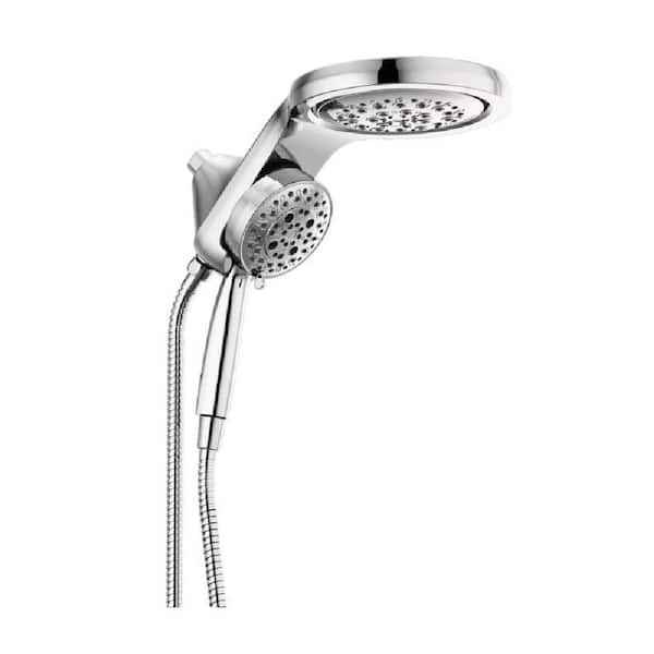 Delta HydroRain 5-Spray Patterns 2.5 GPM 6 in. Wall Mount Dual Shower Heads in Lumicoat Chrome