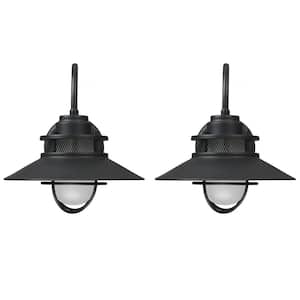 1-Light Industrial Style Metal Matte Black Wall Sconce (2-Pack)