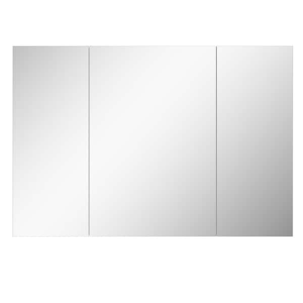 44 in. W x 30 in. H Rectangular Frameless Aluminum Medicine Cabinet with Mirror and Soft-Close Hinges