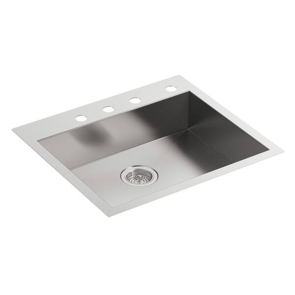 KOHLER Vault Dual-Mount Stainless Steel 25 in. 4-Hole Single Bowl Kitchen Sink