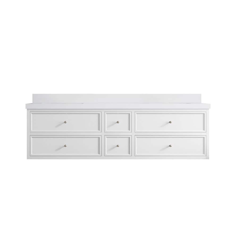 Roswell Floating 72 in. W x 22 in. D x 36 in. H Double Sink Bath Vanity in White with 2 in. White qt. Top price history on PriceWatchPro